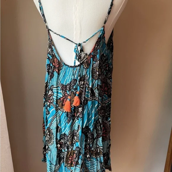 Anthropologie Teal and Black Patterned Dress - Picture 2 of 3